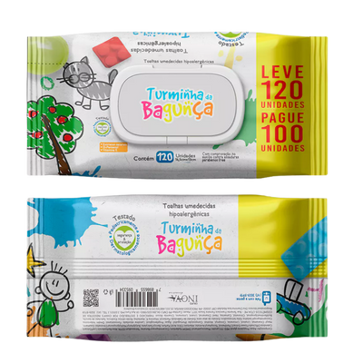 Kit 5 pacotes de toalhas umedecidas 120 folhas cada