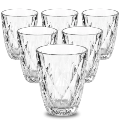 Jogo 6 copos Diamond 300ml vidro grosso luxo