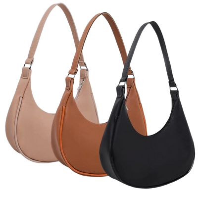 Kit 3 bolsas feminina meia lua várias cores