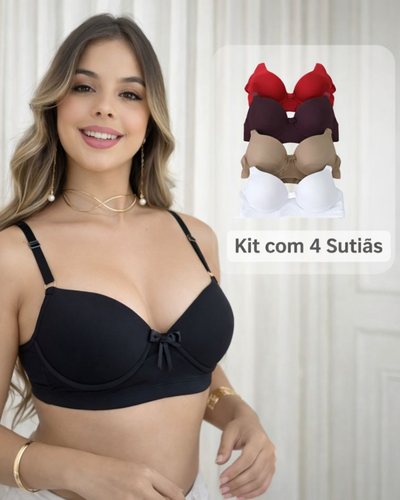Kit 4 Sutiãs com Bojo e Alça Reforçada