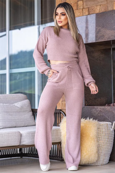 Conjunto de Tricô Feminino para Dias Frios