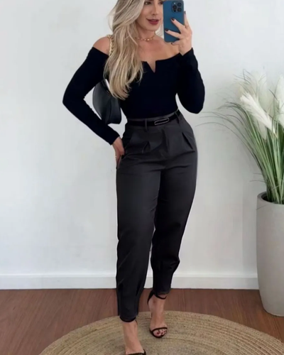 Kit 2 Calças Alfaiataria Feminina Social Elegante com Cinto