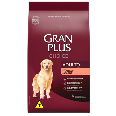 Ração Seca GranPlus Choice Cães Adultos Frango e Carne