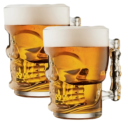 Jogo 2 Canecas Caveira Vidro 500 ml Freezer