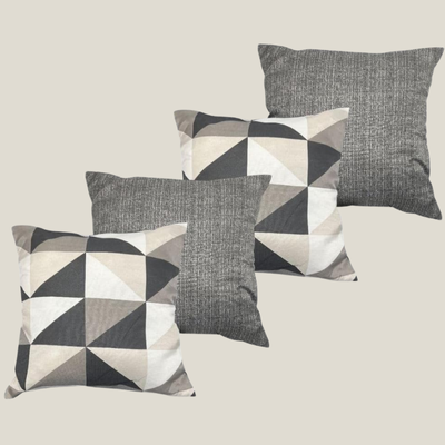 Kit com 4 Almofadas Decorativas Simetria Cinza
