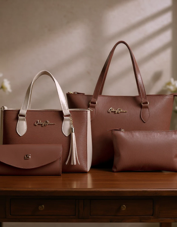 Kit 4 Peças: Bolsa Média + Sacola + Carteira + Necessaire