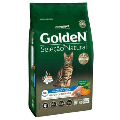 Ração Golden Seleção Natural Gatos Castrados Frango com Abóbora