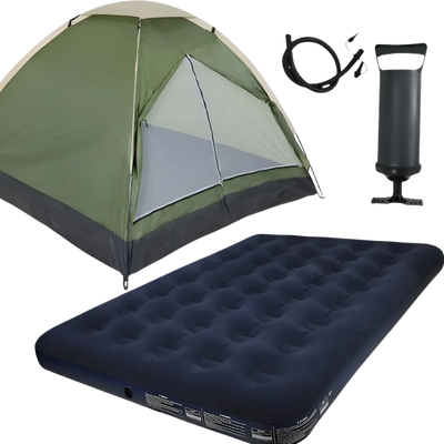 Kit Camping: Barraca 2/3 Pessoas + Colchão Casal + Bomba
