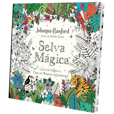 Selva Mágica: Livro de Colorir e Caça ao Tesouro Antiestresse