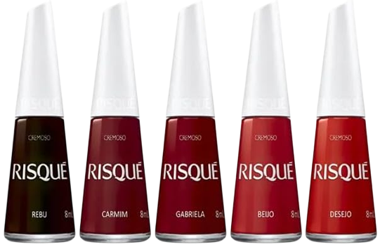 Kit 05 Esmaltes Risqué Vermelhos Sortidos