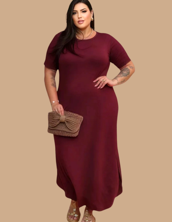 Vestido Longo Curvy Plus Size Moda Evangélica Estampado ou Liso