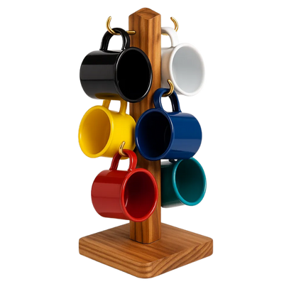 Jogo 6 Canequinhas 100 ml com Suporte Madeira Budamix