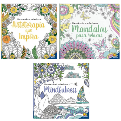 Combo com 3 Livros de Colorir Antiestresse