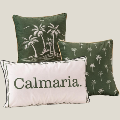 Kit com 3 Almofadas Verano Estampadas Verde Calmaria