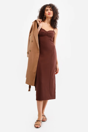 Vestido Midi Feminino Decote Coração