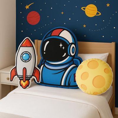 Kit com 3 Almofadas Infantis Espaço Astronauta