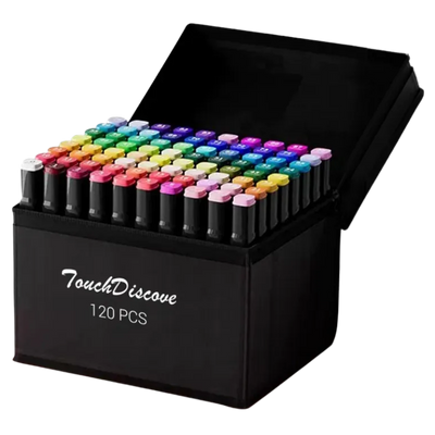 Conjunto 120 Canetas Marcador Ponta Dupla TouchDwon
