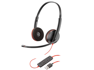 Headset Poly Blackwire C3220 USB, Confortável e Leve