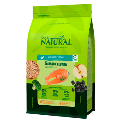 Ração Guabi Natural Gatos Adultos Castrados Salmão e Cevada