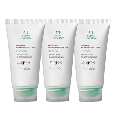 Kit Desodorante Antitranspirante em Creme Erva Doce 3 unidades Natura