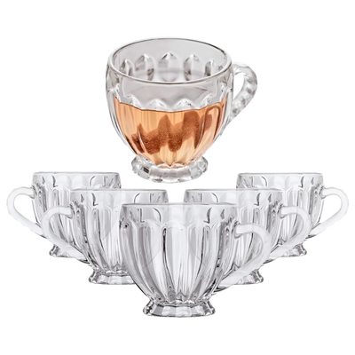 Jogo 6 Xícaras Vidro Melissa 200 ml Yujing