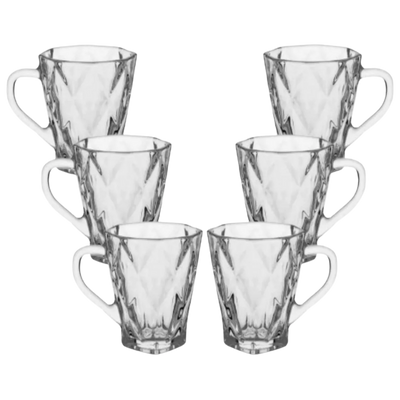 Jogo 6 Canecas Ohio Vidro Detalhado 200 ml