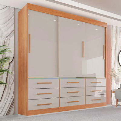 Guarda-Roupa Casal 3 Portas 9 Gavetas Luana Sallêto Móveis
