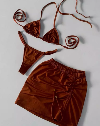 Biquíni 3 Peças Marcadinha Saia Saída de Praia