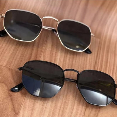 Óculos de Sol Hexagonal UV400 Quadrado Clássico