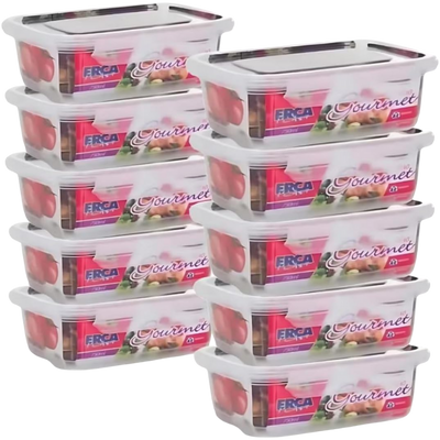 Kit 10 Potes Transparentes Hermético Freezer e Micro-ondas 750ml