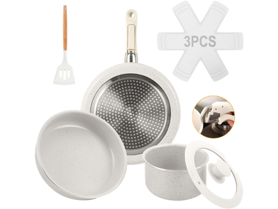 Jogo de Panelas 3 Peças Antiaderente Indução Alça Removível
