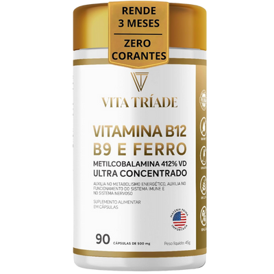 Suplemento para Cabelo Vitamina B12 Metilcobalamina Vita Tríade 90 Cápsulas