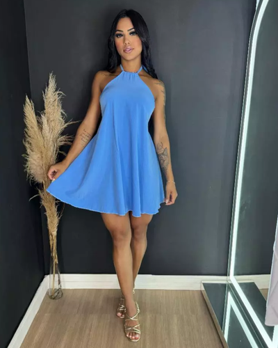 Vestido Feminino Midi Alcinha Costas Nua