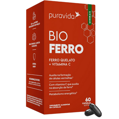 Suplemento para Cabelo Bio Ferro Quelato Puravida 60 Cápsulas