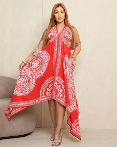 Vestido Longo Lenço com Bordado