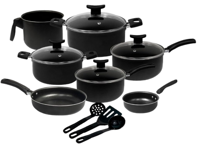 Jogo de Panelas 10 Peças Antiaderente Tampa de Vidro