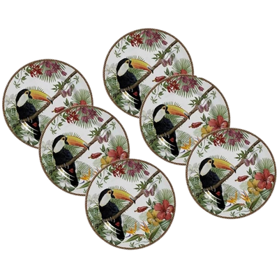 Conjunto com 6 Pratos de Sobremesa Trópicos 21cm