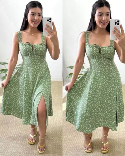 Vestido Midi Romântico Estampado