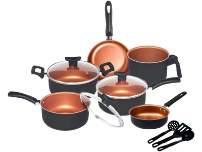 Conjunto de Panelas 9 Peças Teflon Antiaderente Tampa de Vidro