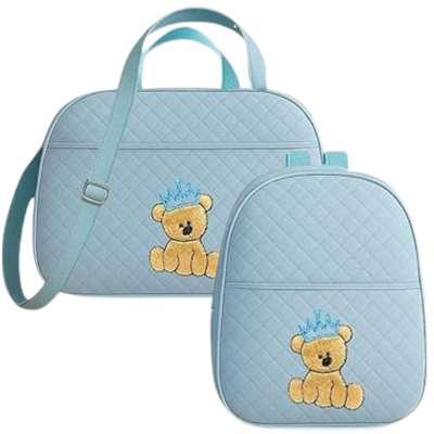 Kit Bolsa e Mochila para Bebê Saída Maternidade Urso