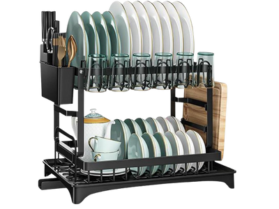Escorredor de Louça 19 Pratos 2 Andares com Porta Copos