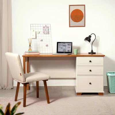 Escrivaninha 150cm 3 Gavetas Madeira Maciça Pinus Ananda