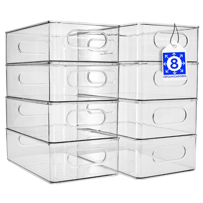 Kit 8 Organizadores de Geladeira Empilháveis Transparentes