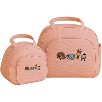 Kit 2 Bolsas Saída Maternidade Bordadas Arca de Noé