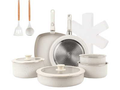 Jogo de Panelas 18 Peças Indução Antiaderente Alça Removível