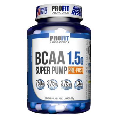 Suplemento BCAA 1.5g Super Pump Profit Labs 120 Cápsulas