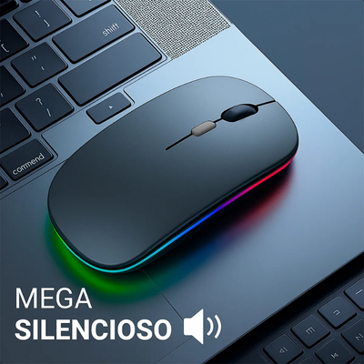 Mouse Sem Fio Recarregável Óptico RGB Ergonômico