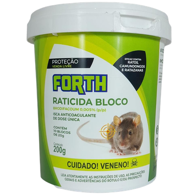 Raticida Bloco Brodifacoum Forth 200g