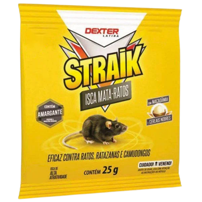 Straik Isca Mata-Ratos Granulada para Ratos Sachê 25g