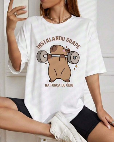 Camiseta T-shirt Oversized Capivara Fitness (Instalando o Shape)